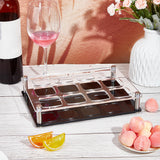 12-Hole Acrylic Wine Glass Organizer Holder, Goblet Serving Tray Rack, Rectangle, Clear, Finished Product: 18x25x4cm, Inner Diameter: 4.8x4.85cm