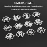 201 Stainless Steel Links connectors, Constellations, Flat Round, Stainless Steel Color, 1pc/constellation, 12pcs/set