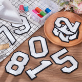 Number 0~9 Towel Embroidery Style Cloth Iron on/Sew on Patches, Appliques, Badges, for Clothes, Dress, Hat, Jeans, DIY Decorations, White, 114~115x49~81x3mmm, 10pcs/set