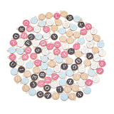 Golden Plated Alloy Enamel Charms, Enamelled Sequins, Flat Round with Letter, Alphabet, Mixed Color, 14x12x2mm, Hole: 1.5mm, 26pcs/set, 4colors, 1set/color, 4sets/box