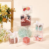 Transparent Plastic PVC Box Gift Packaging, Waterproof Folding Box, Square, Clear, 15.7x10cm, Square: 5x5x5cm, 60pcs/set