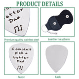 201 Stainless Steel Guitar Picks, with PU Leather Guitar Clip, Plectrum Guitar Accessories, Word Dad, Black, 67mm