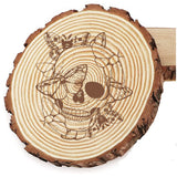 Carved Wood Round Sheets, for Home Display Decoration, Skull Pattern, 170~180x15mm