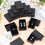 Kraft Paper Cardboard Jewelry Boxes, Ring Box, Rectangle, Black, 8.7x5.5x2.8cm