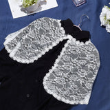 Detachable Polyester Bridal Lace Shawls, Bolero Shrug Shawl, Wedding Floral Lace Cape, with Snap Button, White, 425x1200x1.5mm