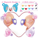 40 Sets 10 Colors Alloy Magnetic Clasps, Heart, Mixed Color, 15x9.5x6mm, Hole: 1.5mm, 4 sets/color