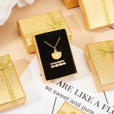 Cardboard Necklace Boxes, with Ribbon Bowknot and Sponge Inside, Rectangle, Gold, 7x5x2.5cm