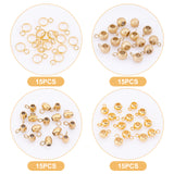 60Pcs 4 Style 304 Stainless Steel Tube Bails, Loop Bails, Bail Beads, Rondelle & Barrel & Ring, Golden, 7~9x5~6x1.5~4.5mm, Hole: 1.6~2mm, 15pcs/style