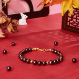 2 Strands Natural Garnet Beads Strands, Round, 6mm, Hole: 1mm