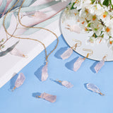 Natural Rose Quartz Pendants, with Real 18K Gold Plated Eco-Friendly Copper Wire, Nuggets, 24.5~32x7.5~13x7~10mm, Hole: 3mm, 16pcs/box