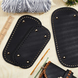 3Pcs 3 Style Oval PU Leather Knitting Crochet Bags Nail Bottom Shaper Pad, with Alloy Nail, for Bag Bottom Accessories, Black, 22~30x10~15x0.36cm, Hole: 5mm, 1pc/style