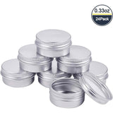 Round Aluminium Tin Cans, Aluminium Jar, Storage Containers for Cosmetic, Candles, Candies, with Screw Top Lid, Platinum, 3.55x1.8cm, Capacity: 10ml, 24pcs/set