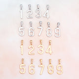 304 Stainless Steel Pendants, Number 0~9, Golden & Stainless Steel Color, 21x5~11x1.5mm, Hole: 6.5x3mm, 18pcs/box