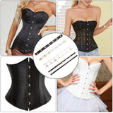 2 Pairs 2 Colors Iron Corset Busk with Golden 201 Stainless Steel Buttons, Board Corset Busk for Sewing and Closure of Womens, Mixed Color, 350x24x1~6.5mm, Hole: 2.5mm, 1 pair/color