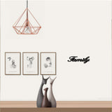 Laser Cut Basswood Wall Sculpture, for Home Decoration Kitchen Supplies, Word Family, Black, 120x300x5mm