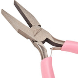 45# Carbon Steel Jewelry Pliers, Flat Nose Pliers, Polishing, Pink, 12.8x7.65x0.9cm