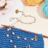 2Pcs 2 Style Bee Charm Knitting Row Counter Chains, Alloy & Acrylic & Brass 0~9 Numbered Stitch Marker for Tracking Project Progress, Golden, 19.4cm & 25.6cm, 1pc/style