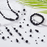 5 Style ABS Plastic Imitation Pearl Beads, Round & Teardrop, Black, 4~17x4~7.5x4~7.5mm, Hole: 1.6~2.3mm, 739pcs/box