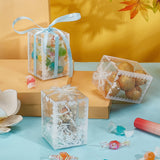 Transparent PVC Candy Treat Gift Box, Crown Print Wedding Party Packaging Box, Rectangle, Clear, Finished Product: 5x5x7cm, Unfold: 15.7x10.1x0.05cm
