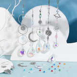 DIY Jewelry Making Finding Kit, Including Moon & Heart & Sun & Yoga Theme Alloy Pendants & Links, Glass Teardrop Pendant & Rondelle Beads, Mixed Color, 185Pcs/box