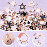 96Pcs 6 Style Alloy Enamel Pendants, Star, Light Gold, Mixed Color, 16~16.5x12~14x2mm, Hole: 1.6mm, 16pcs/style