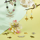 100PCS 10Style Tibetan Style Dragonfly Alloy Pendants, Mixed Color, 16~27x15~35x2~3mm, Hole: 1.5~2mm