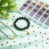 1200Pcs 24 Styles Tibetan Style Alloy Spacer Beads Sets, Square & Bicone & Flower, Mixed Shapes, Mixed Color, 5.5~8x2~7mm, hole: 1~2.5mm, 50pcs/style