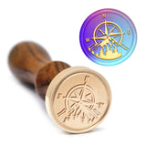 Brass Wax Seal Stamp with Handle, for DIY Scrapbooking, Compass Pattern, 89x30mm