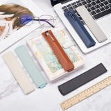 6Pcs 6 Colors Elastic Band Pen Holders, PVC Imitation Leather Notebook Pen Holders, Elastic Bookmarks, Mixed Color, 169x33x4mm, 1pc/color