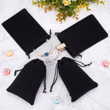 Rectangle Velvet Pouches, Gift Bags, Black, 15x10cm