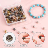 140Pcs 7 Colors Alloy Rhinestone Beads, Hollow, Crystal, Round, Mixed Color, 8x7.5mm, Hole: 1mm, 20pcs/color