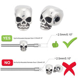 10Pcs 304 Stainless Steel Beads, Skull, Antique Silver, 11x8x10mm, Hole: 2.5mm