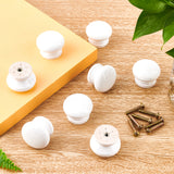 Wood Drawer Knobs, for Home, Cabinet, Cupboard and Dresser, White, 1x1-1/4 inch(25x33mm), Hole: 4mm