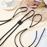 &reg 3 Style Imitation Leather Bag Drawstring, with Drawstring Stopper, Black, Drawstring: 100~121x0.8x0.4~0.5cm