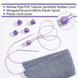 Hollow Pipe PVC Tubular Synthetic Rubber Cord, Wrapped Around White Plastic Spool, with Plastic Cord Locks, Medium Purple, Cord: 2mm thick, Hole: 1mm, about 54.68 yards(50m)/roll, 1 Roll; Locks: 21x18mm, Hole: 5.5mm, 6pcs