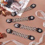 4Pcs 2 Style PU Leather Biker Vest Extenders, with Iron Double Chain, Alloy Findings, Black, 176~180x26x3~11.5mm, 2pcs/style