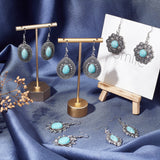 DIY Synthetic Turquoise Dangle Earring Making Kits, Including Teardrop & Rhombus & Oval & Flower & Hexagon Alloy Pendants, Brass Earring Hooks, Antique Silver, 38x26x6mm, Hole: 2.5mm