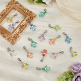 36Pcs 9 Colors Transparent Acrylic Angel Charm Decorations, with 304 Stainless Steel Lobster Claw Clasps, Mixed Color, 33mm, 4pcs/color