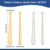 20Pcs 2 Colors 201 Stainless Steel Pendants, Bar, Golden & Stainless Steel Color, 31.5x3.5x0.5mm, Hole: 1.4mm, 10pcs/colors