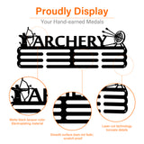 Fashion Iron Medal Hanger Holder Display Wall Rack, 3 Line, with Screws, Human with Word ARCHERY, Electrophoresis Black, 150x400mm