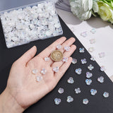 300Pcs 3 Style Electroplate Acrylic Bead Caps, Flower, WhiteSmoke, 11~12x11~12.5x3.5~4.5mm, Hole: 1.2~1.5mm, 100pcs/style