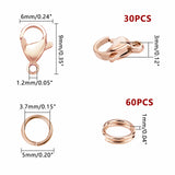 304 Stainless Steel Lobster Claw Clasps, with Jump Rings, Rose Gold, 6.8x5.2x1.1cm