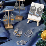 DIY Chandelier Earring Making Kit, Including Teardrop & Flat Round & Rhombus Alloy Link Connectors and Cone & Feather & Teardrop Pendants, Brass Earring Hooks, Glass Seed Beads, Antique Silver, 514pcs/box