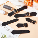 4Pcs Imitation Leather Toggle Buckle, with Alloy Findings, for Bag Sweater Jacket Coat, DIY Sewing Accessories Crafts, Black, 10.9x2.65x0.2cm, Hole: 2mm