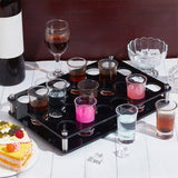 24-Hole Acrylic Mini Shot Glasses Organizer Holder, Spirits Octagonal Cups Wine Glass Storage Rack, for Bar Tasting Serving Supplies, Rectangle, Black, 29.5x20x5.4cm