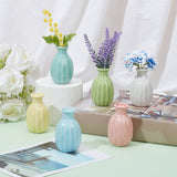 6Pcs 6 Colors Mini Ceramic Floral Vases for Home Decor, Small Flower Bud Vases for Centerpiece, Vase with Wavy Texture, Mixed Color, 45x77mm, Hole: 25mm, 1pc/color