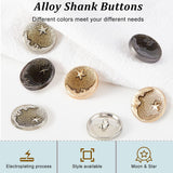 36Pcs 3 Colors Alloy Shank Buttons, Flat Round with Moon & Star, Mixed Color, 18x7mm, Hole: 2mm, 12pcs/color