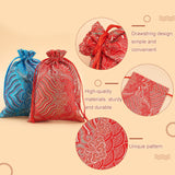 10Pcs 10 Colors Chinese Style Brocade Drawstring Gift Blessing Bags, Jewelry Storage Pouches for Wedding Party Candy Packaging, Rectangle with Wave Pattern, Mixed Color, 18x13x0.08cm, 1pc/color