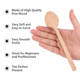 Wood Carving Spoon, Blank Unfinished Wooden Craft, BurlyWood, 176x37x20mm