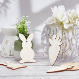 36Pcs 3 Style Carrot & Rabbit & Egg Cutout Unfinished Wooden Ornaments, with 36 Strands Jute Cord, Easter Hanging Decorations, for Party Gift Home Decoration, Bisque, 80x40x2.5mm